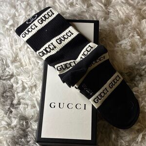 Gucci Men's Black and Cream Socks